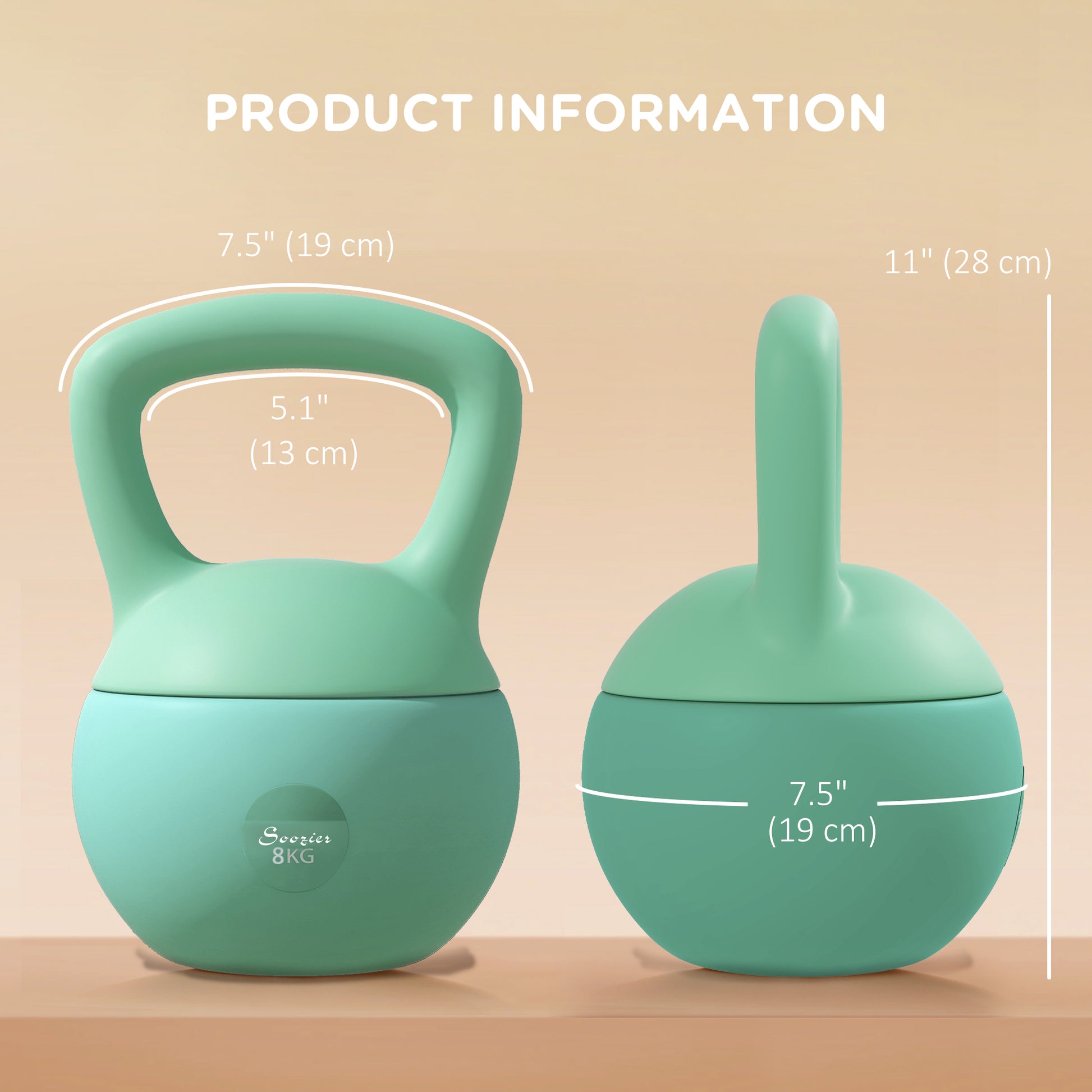 Soozier 18 lb Soft Kettlebell, Sand Filled Weight w/ Grip Handle, Kettlebell Weight for Full Body Workout, Green