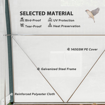 10'x6.6'x6.6' Upgraded Tunnel Greenhouse Green House with Mesh Door and Windows, 6 Plant Labels and Gloves, White