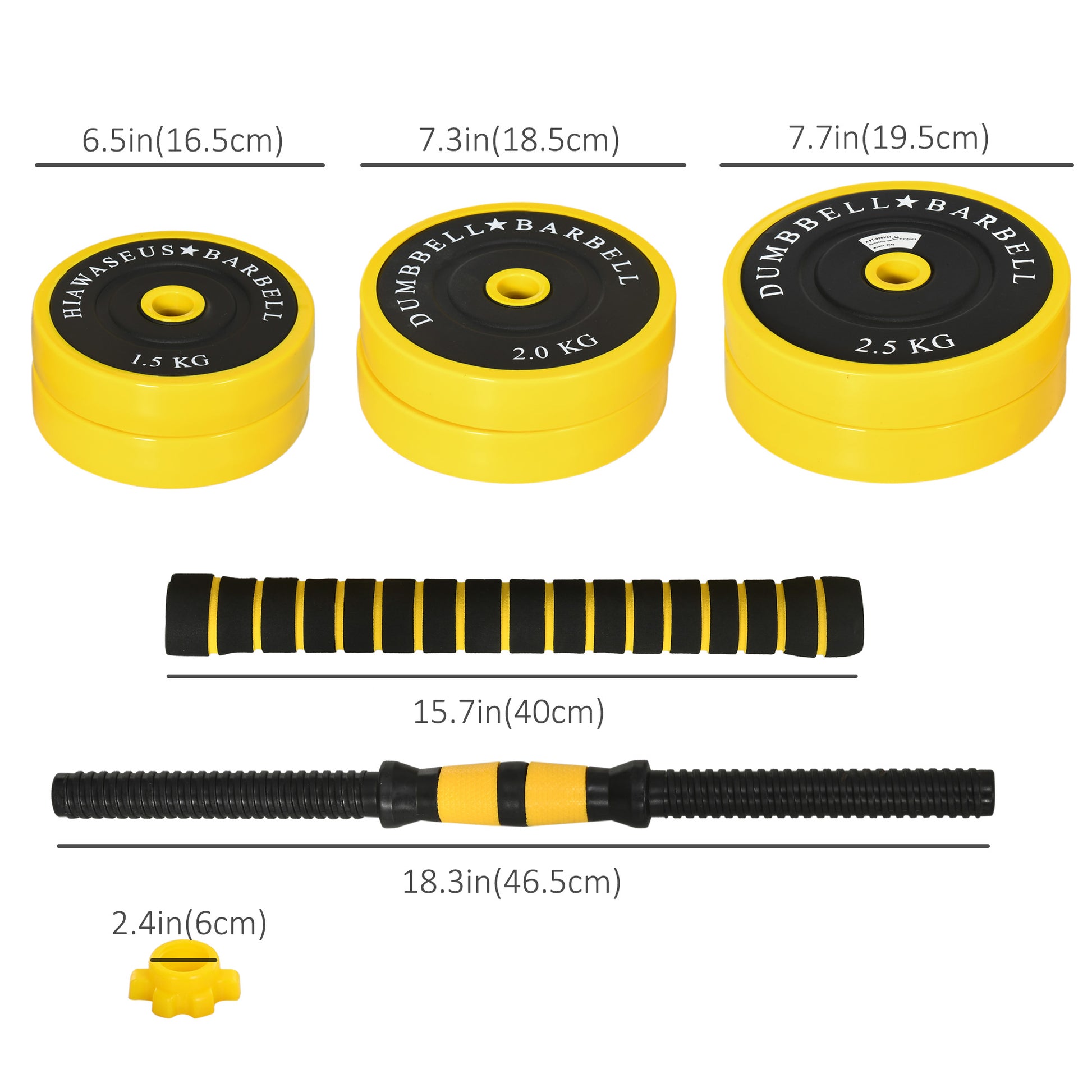 Soozier Dumbbell & Barbell Adjustable Set 55lbs Plate Bar Clamp Rod for Strength Training, Full Body Workout, Muscle Bui