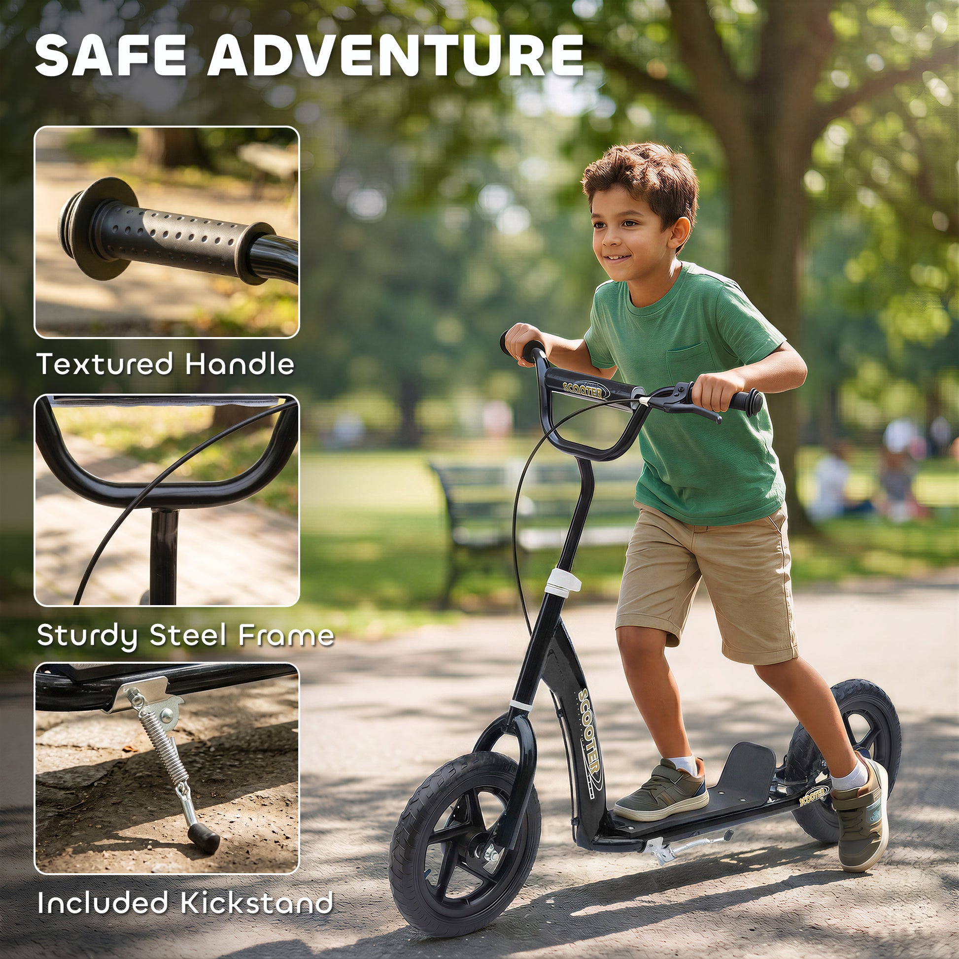 Adjustable Kids Pro Stunt Scooter Children Street Bike Bicycle Ride On with 12” Tire (Black)