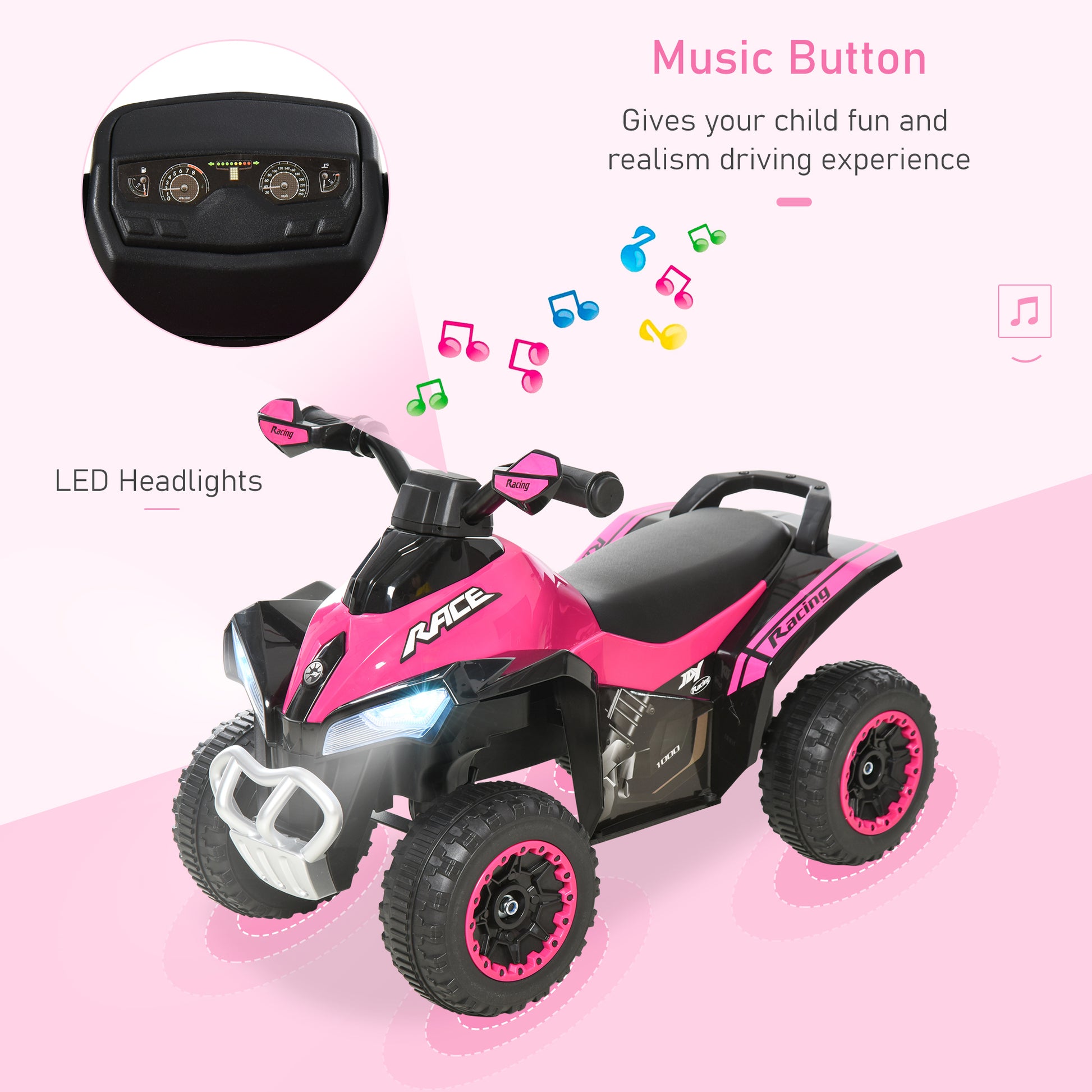 VarietyKart No Power 4 Wheels Ride on Toy for Kids, Foot To Floor Slider Toddler Ride-on Car with Music, Lightening, for
