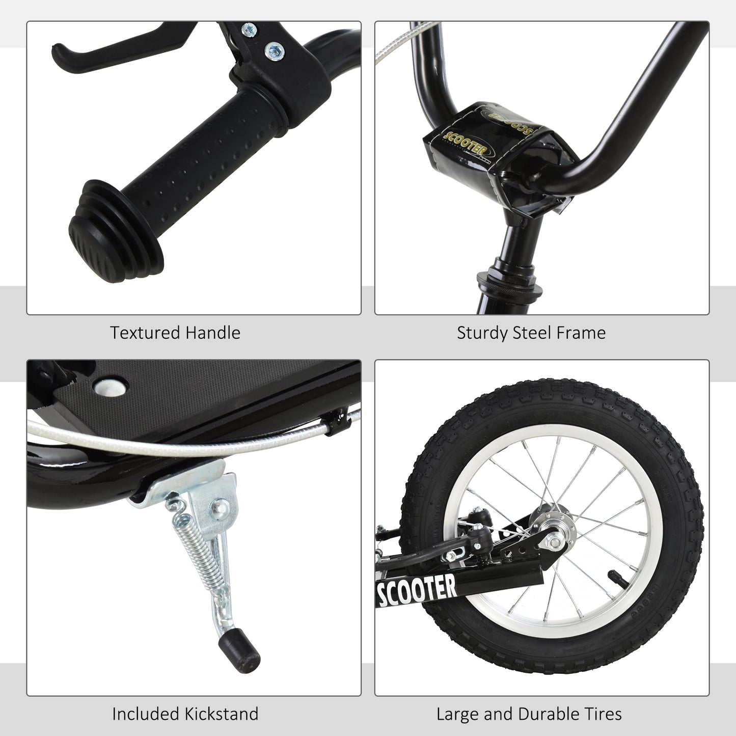 VarietyKart Youth Kick Scooter with Adjustable Handlebar and 16'' Inflatable Rubber Wheel for Kids and Teens 5+ Year Old