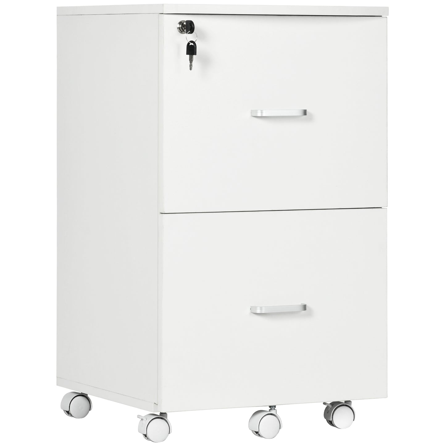 2 Drawer File Cabinet with Lock, Small Rolling Filing Cabinet for A4, Letter-Size Documents, Printer Stand for Home Offi