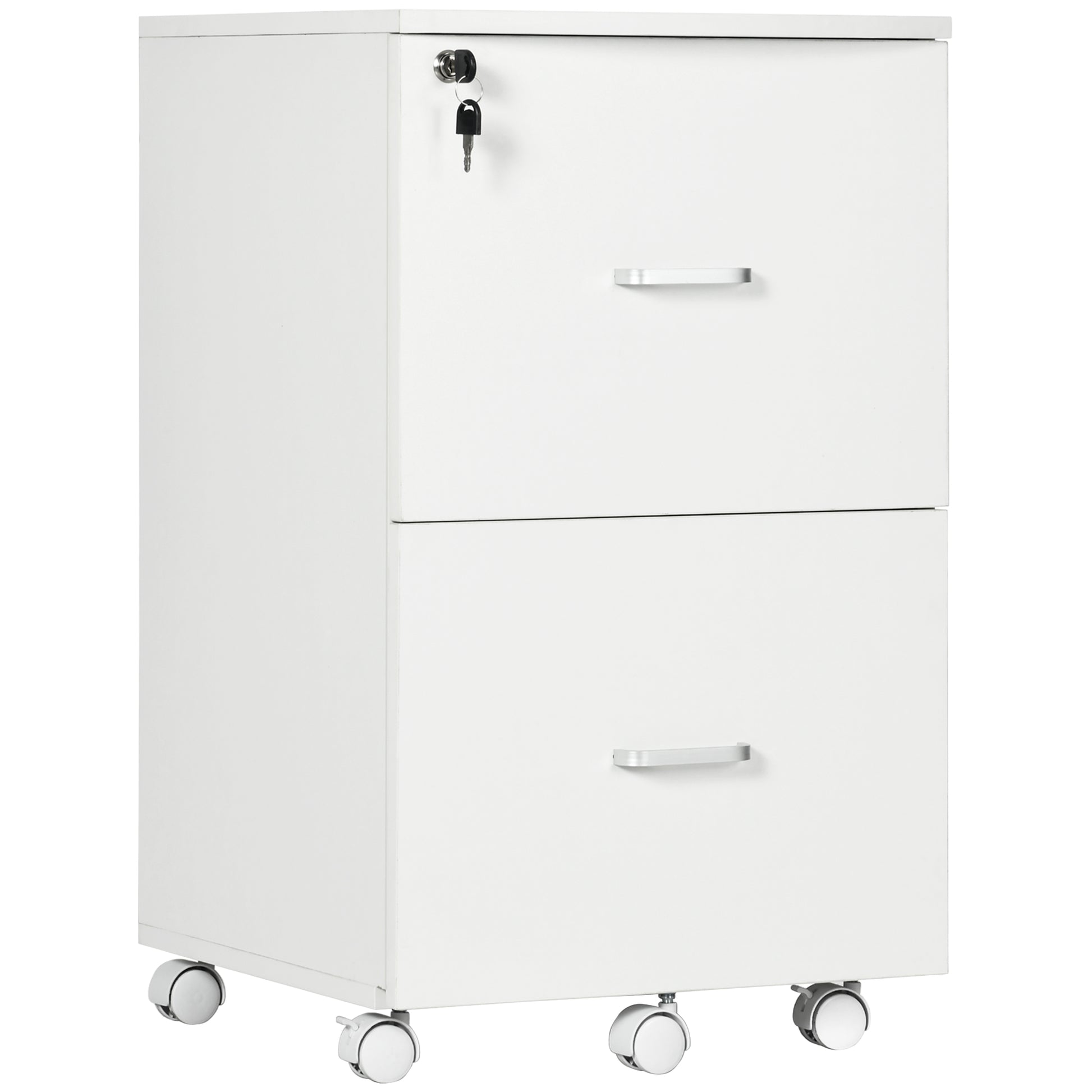 2 Drawer File Cabinet with Lock, Small Rolling Filing Cabinet for A4, Letter-Size Documents, Printer Stand for Home Offi