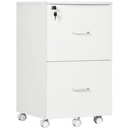 2 Drawer File Cabinet with Lock, Small Rolling Filing Cabinet for A4, Letter-Size Documents, Printer Stand for Home Offi