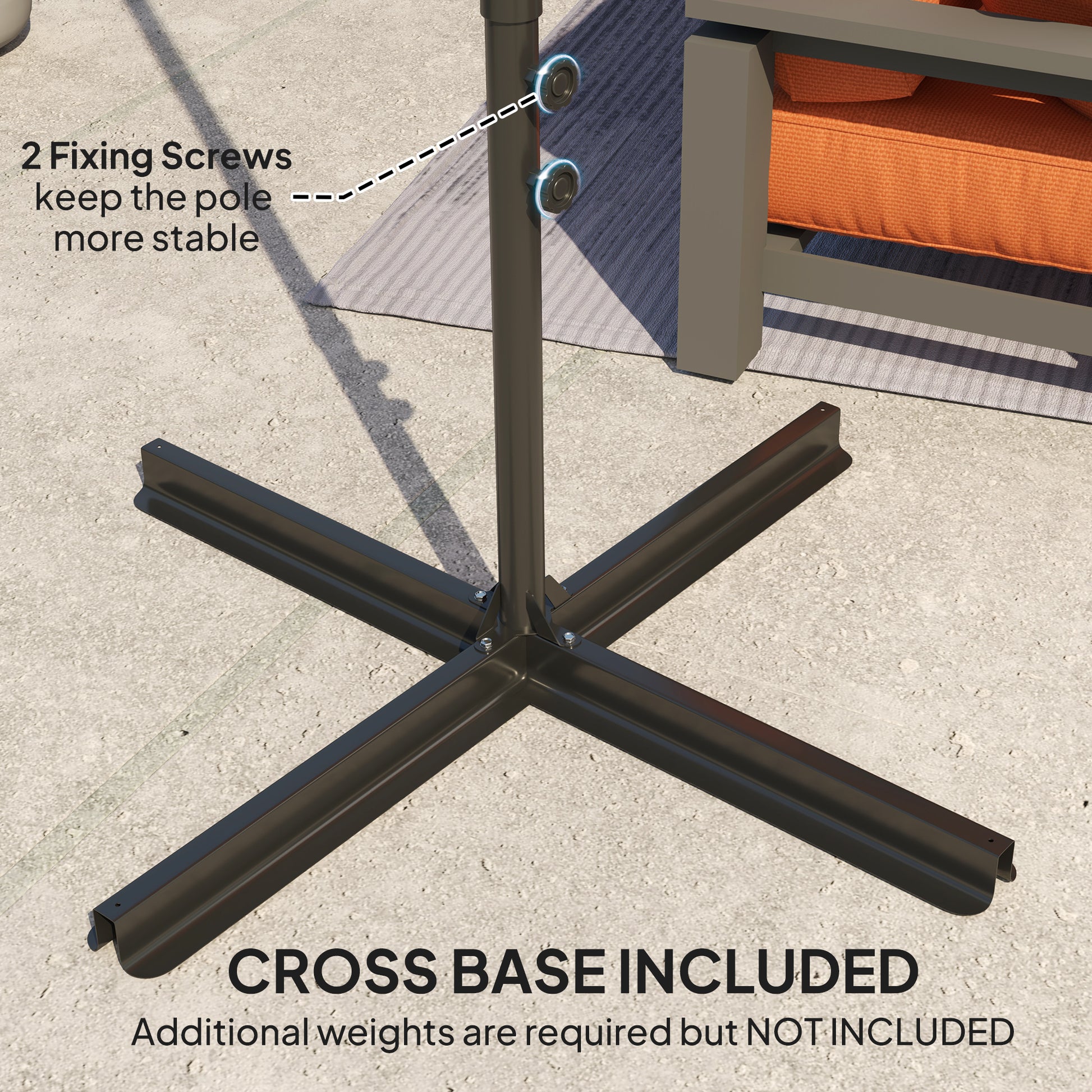 8.5FT Offset Patio Umbrella with 360° Rotation, Outdoor Cantilever Roma Parasol Hanging Sun Shade Canopy Shelter with Cr