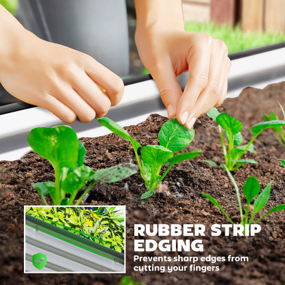 Galvanized Raised Garden Bed, 6 x 2 x 1 Modular Metal Garden Beds with Rubber Strip Edging, Heavy-Duty Outdoor Planter B
