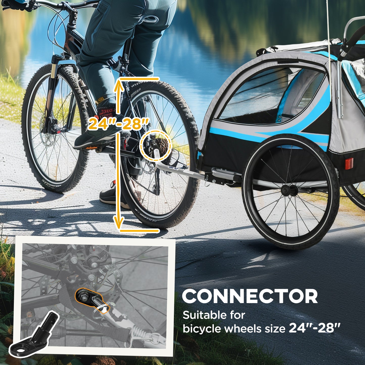 VarietyKart 3-in-1 Bike Trailer for Kids, Running Stroller with 2 Seats, Jogging Cart with 5-Point Harness, Storage Unit