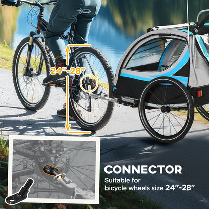 VarietyKart 3-in-1 Bike Trailer for Kids, Running Stroller with 2 Seats, Jogging Cart with 5-Point Harness, Storage Unit