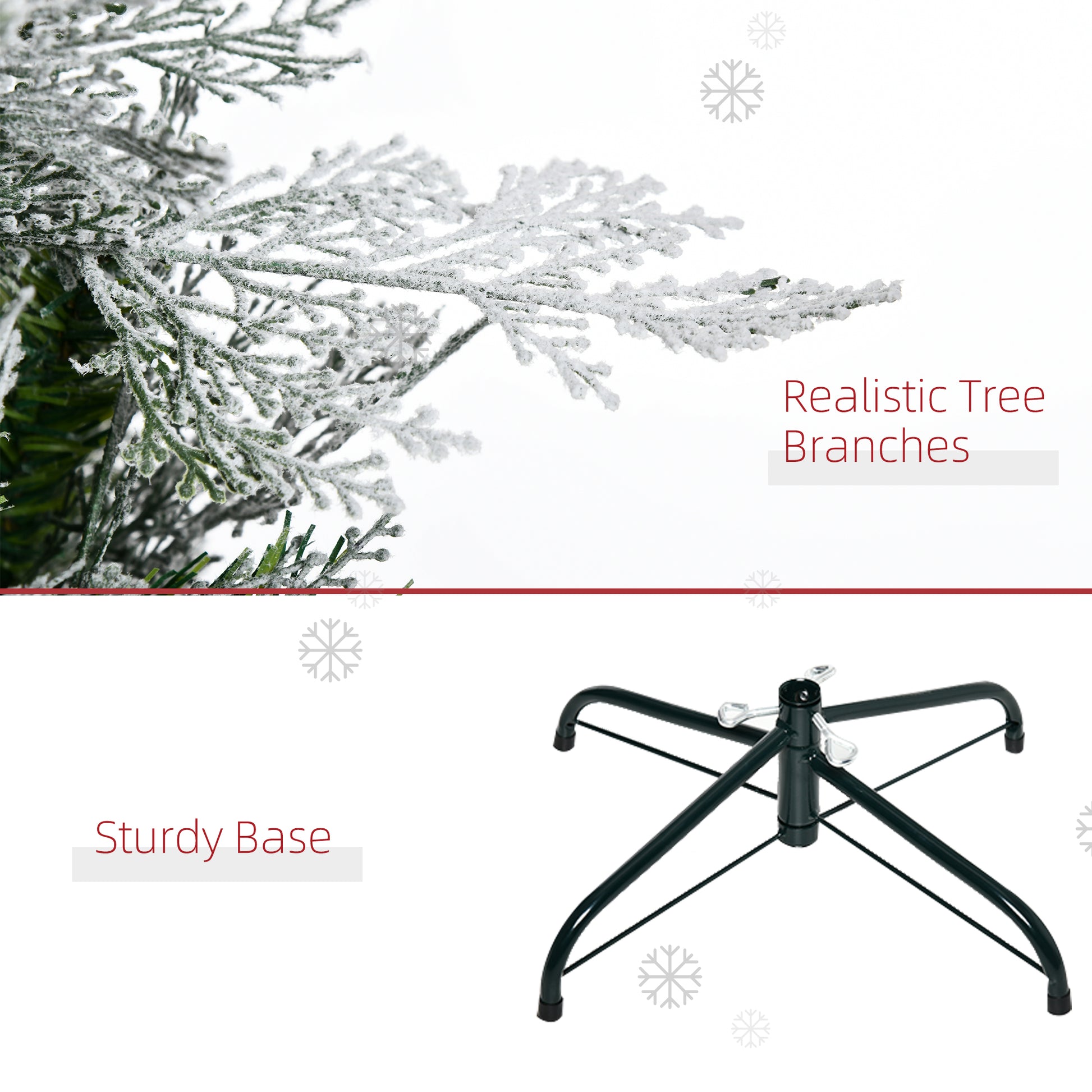 6 Feet Pencil Snow Flocked Artificial Christmas Tree with 517 Realistic Cypress Branches, Auto Open, Green