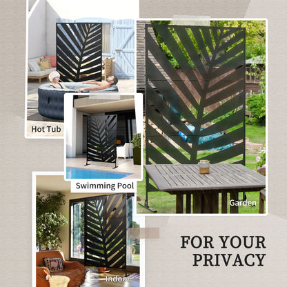 Metal Outdoor Privacy Screen, 48" x 78" H Decorative Outdoor Divider with Stand and Expansion Screws, Freestanding Priva