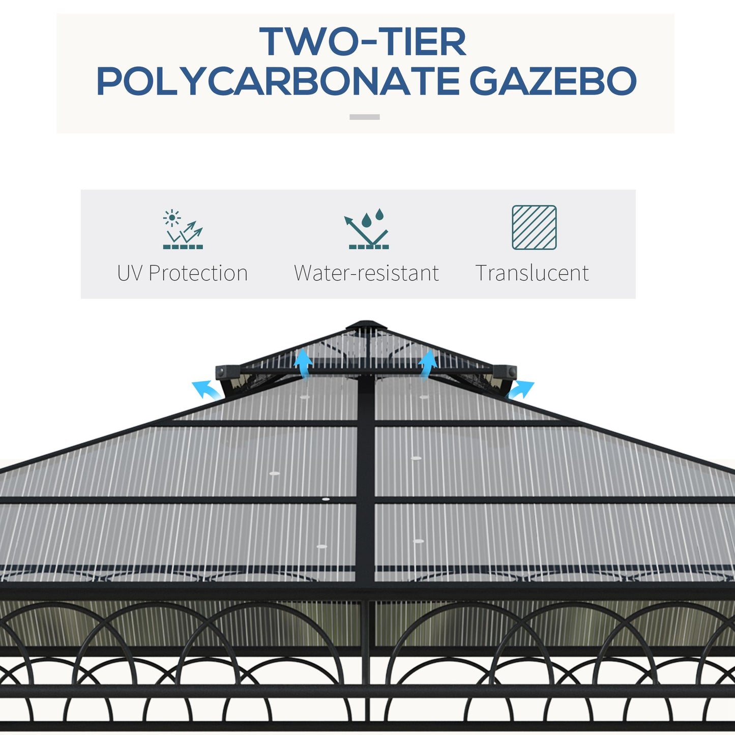 10' x 10' Outdoor Hardtop Gazebo Canopy w/ Double PC Roof, Steel Frame, Nettings, Curtains for Garden Lawn Deck, Khaki