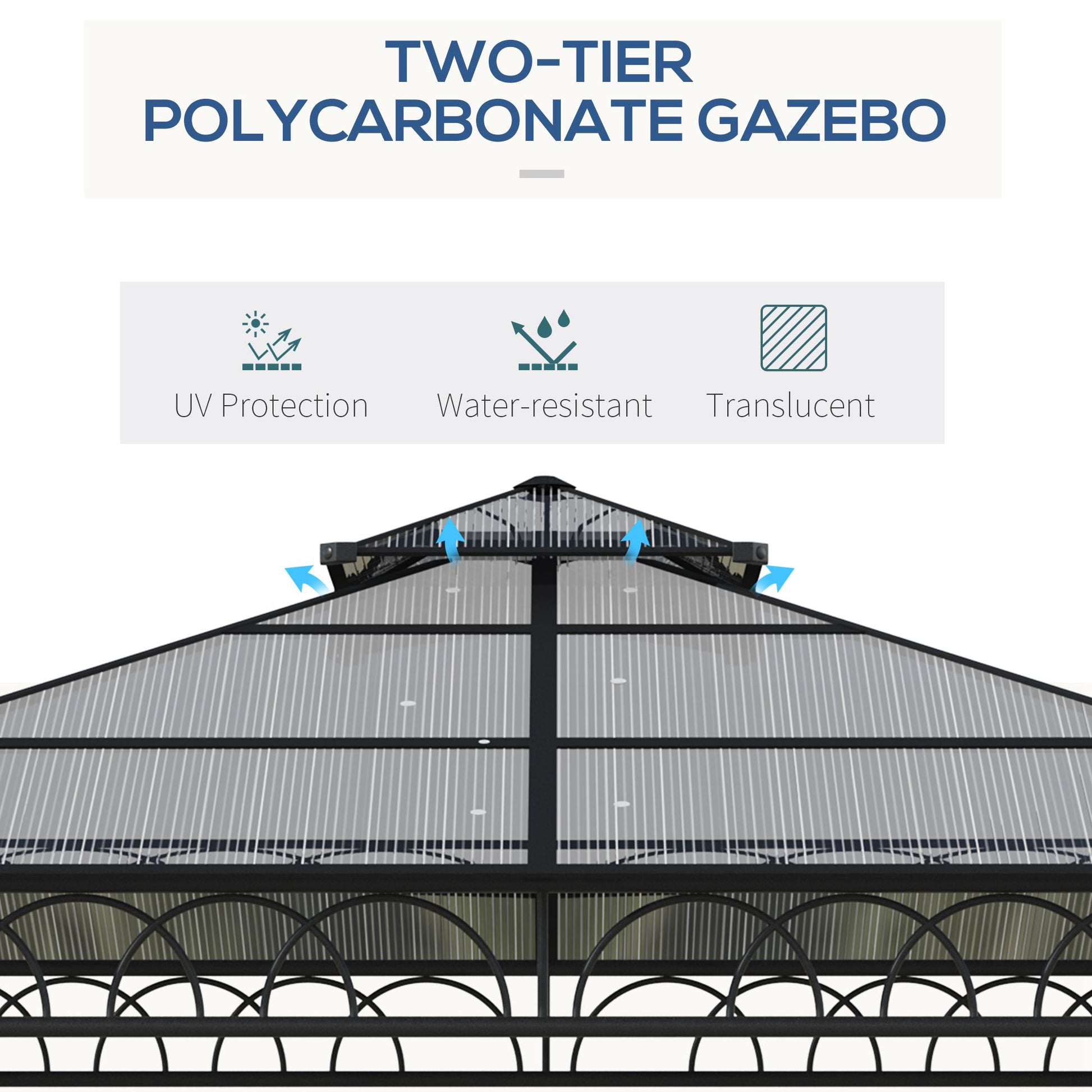 10' x 10' Outdoor Hardtop Gazebo Canopy w/ Double PC Roof, Steel Frame, Nettings, Curtains for Garden Lawn Deck, Khaki
