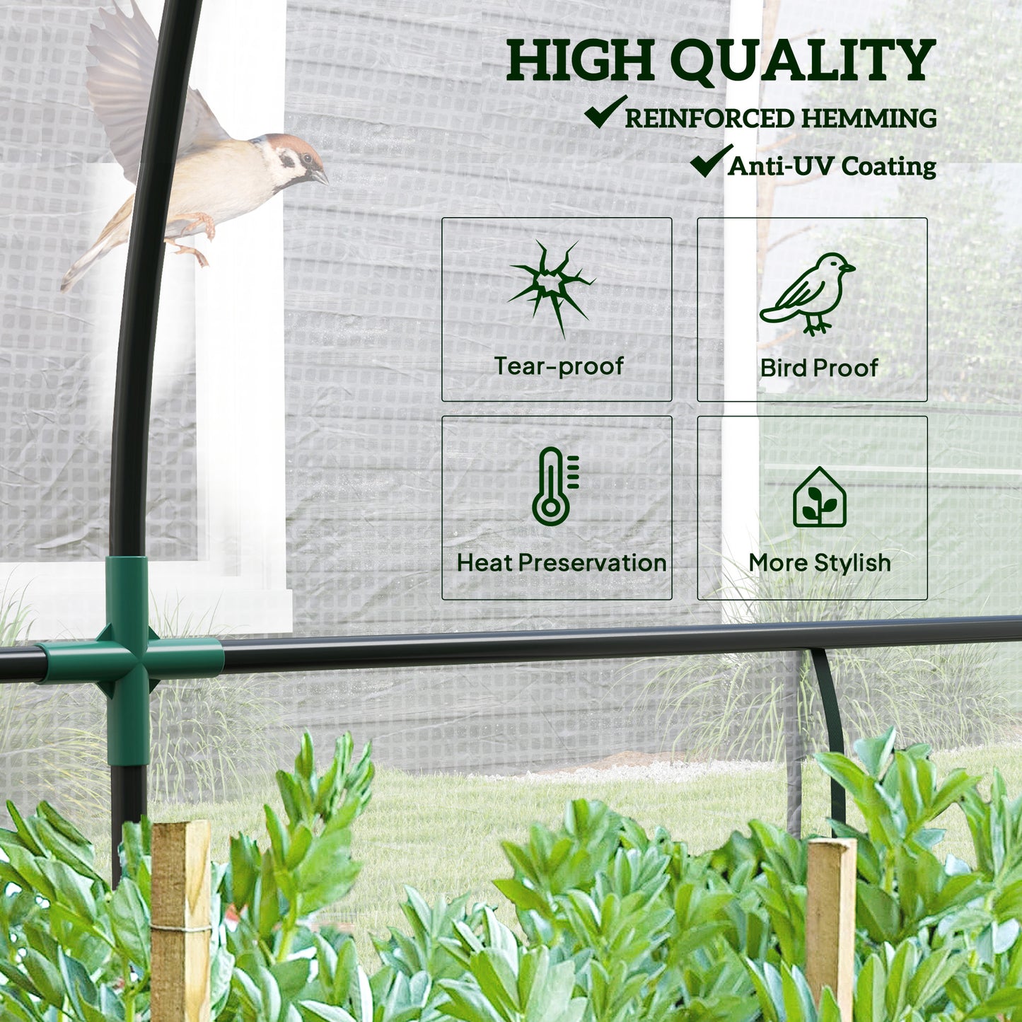 Walk-in Lean-to Greenhouse, Outdoor Gardening Green House with Zipper Roll-up Doors and Window, 7' x 3' x 5', White