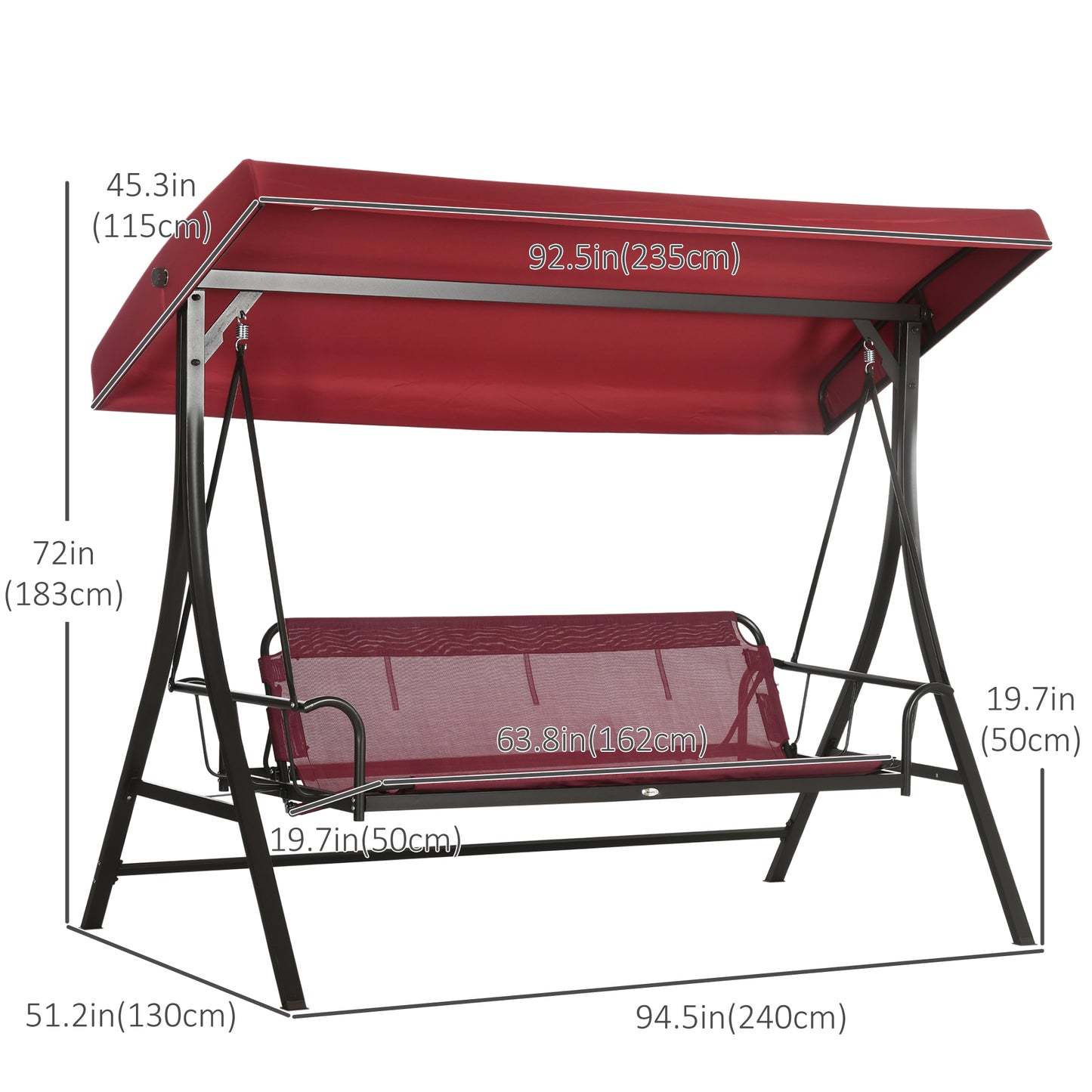 3 Person Porch Swing Bed, 2-in-1 Convertible Outdoor Patio Swing Chair Bench Hammock with Adjustable Canopy, Cushions, P