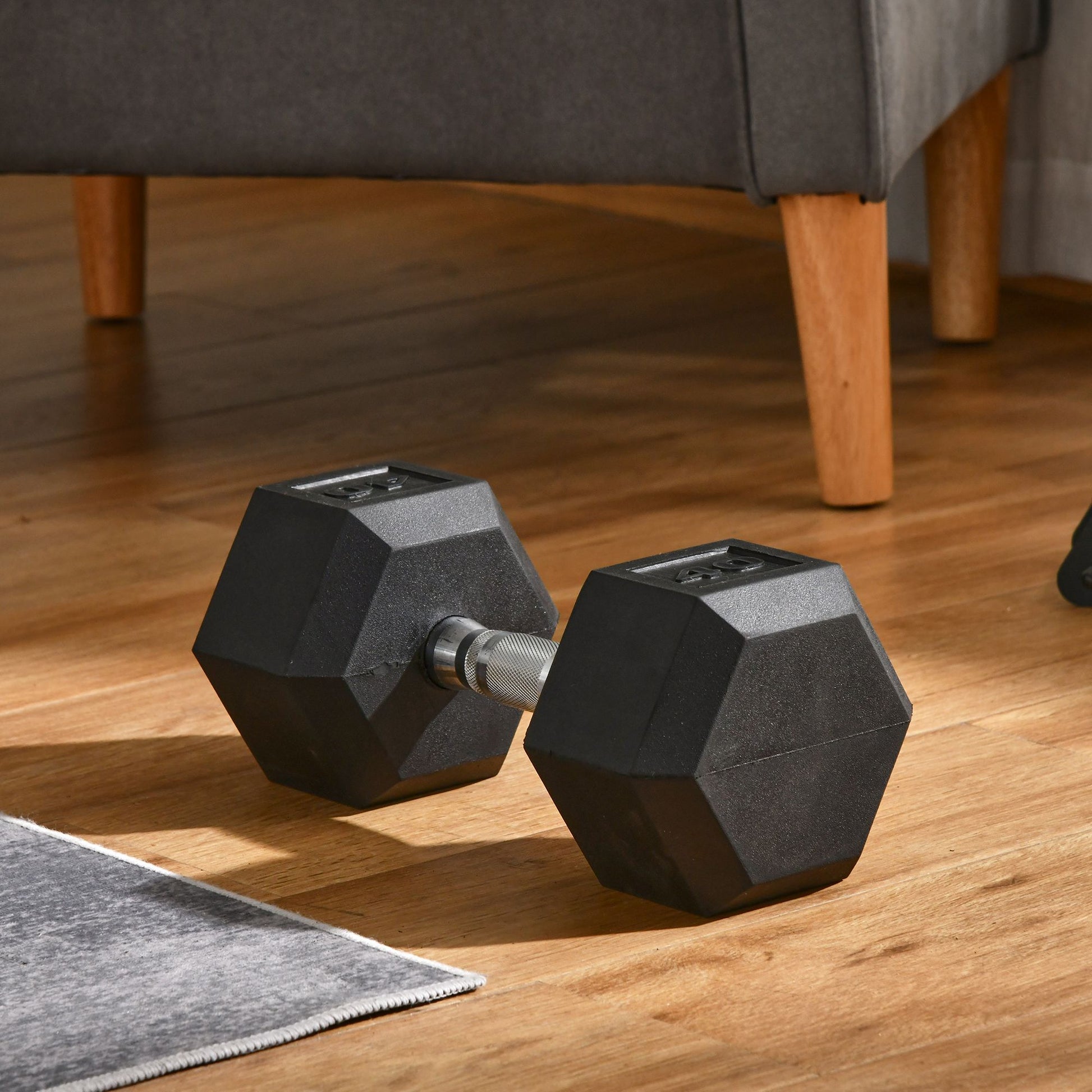 Soozier 40lbs Rubber Hex Dumbbell, Weight Dumbbell Hand Weight Barbell for Body Fitness Training for Home Office Gym, Bl