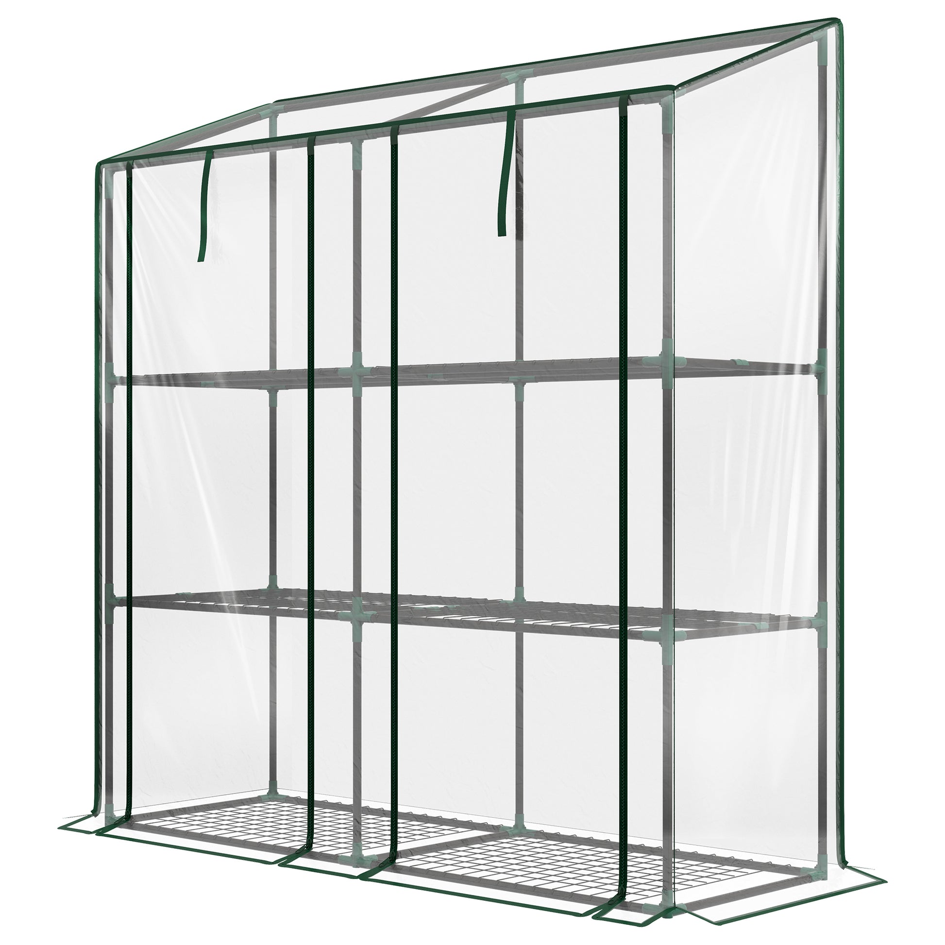 Portable Mini Greenhouse Green House with 3 Tier Shelves, Reinforced Cover, Roll-up Doors, 56.3" x 18.1" x 59.4"