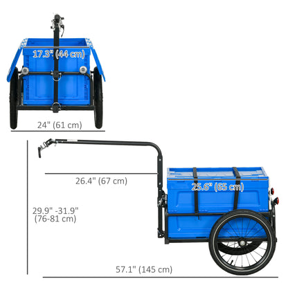 VarietyKart Steel Trailer for Bike, Bicycle Cargo Trailer with Foldable Storage Box and Safe Reflectors, Max Load 88LBS,