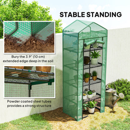 5 Tier Mini Greenhouse, Portable Outdoor Flower Stand with Shelf Clips, Indoor Greenhouse with Steel Frame, Transparent,