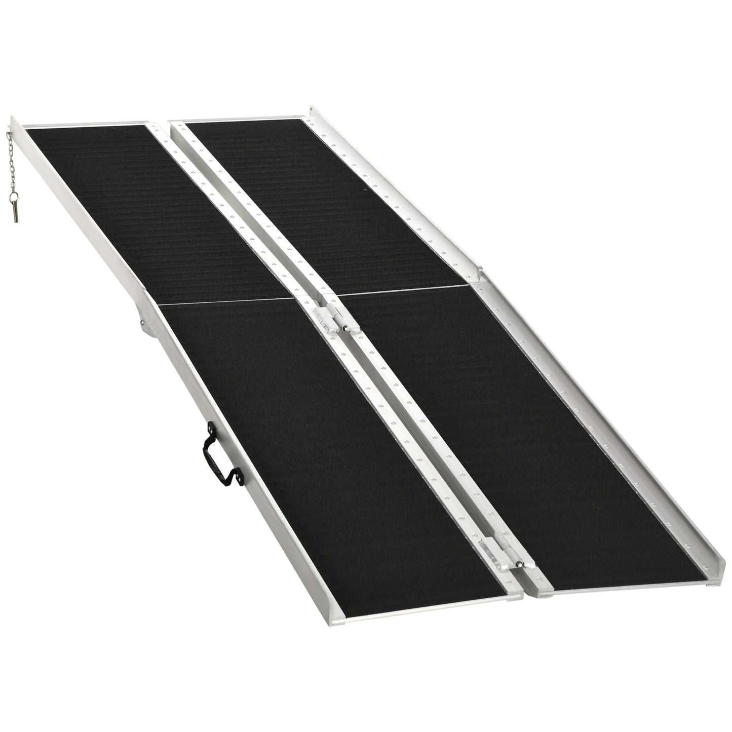 8ft Wheelchair Ramp, 600lbs Capacity Non-Slip Aluminum Folding Handicap Ramp with Reinforced Welded Hinges, for Home Ste