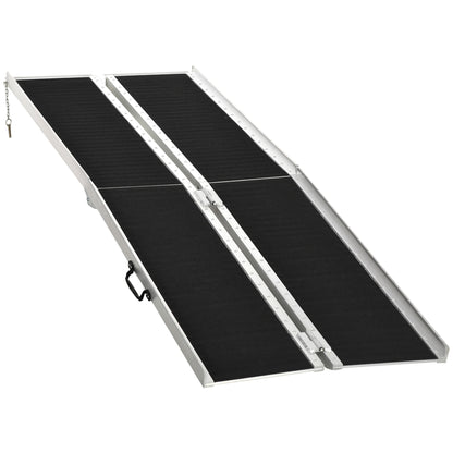 8ft Wheelchair Ramp, 600lbs Capacity Non-Slip Aluminum Folding Handicap Ramp with Reinforced Welded Hinges, for Home Ste