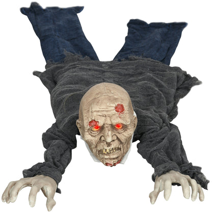 62 Inch/5.2ft Life Size Outdoor Halloween Decoration Crawling Zombie, Animated Prop Decor with Sound and Motion Activate