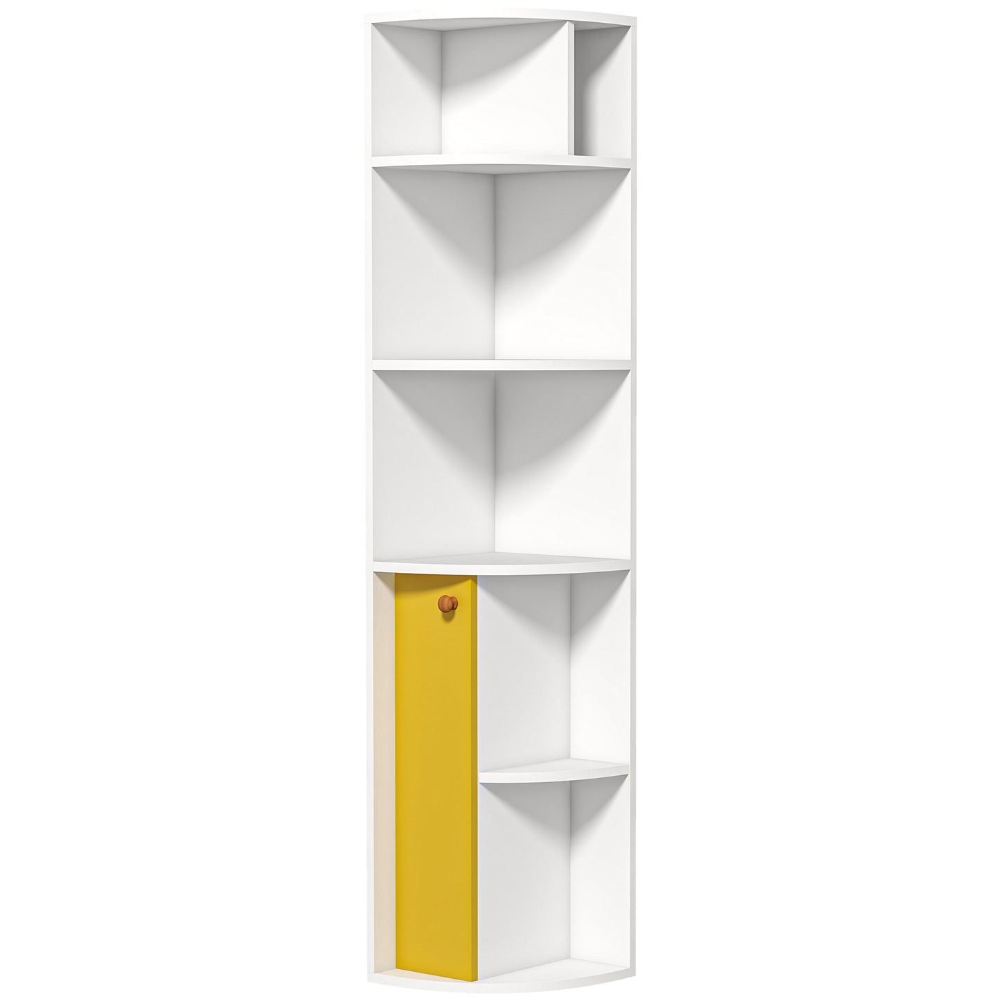 5-Tier Corner Bookcase, Storage Bookshelf, Freestanding Display Shelves with Open Compartments and Cabinet for Home Offi