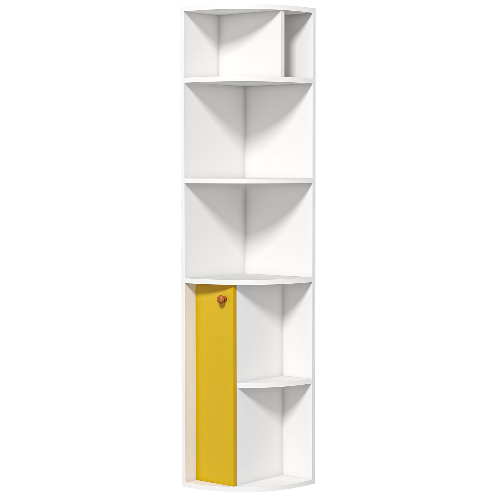 5-Tier Corner Bookcase, Storage Bookshelf, Freestanding Display Shelves with Open Compartments and Cabinet for Home Offi