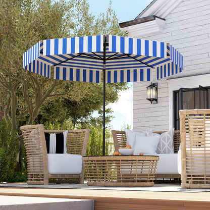 8.7FT Tilting Patio Umbrella with 8 Ribs, Crank Handle, Air Vent for Outdoor, Garden and Pool, Navy Blue