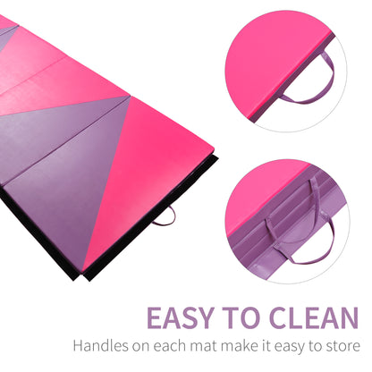 Soozier 4'x10'x2" Folding Gymnastics Tumbling Mat, Exercise Mat  with Carrying Handles for Yoga, MMA, Martial Arts, Stre