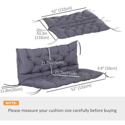 2 Seater Garden Bench Cushion, Soft Thick Outdoor Non-Slip 2 Seater Soft Pad With Backrest for Garden Patio, 52" x 43" x