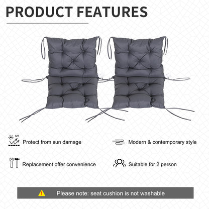 Patio Chair Cushions Set of 2, 39" x 20" x 3" Outdoor Tufted Cushion Set with Ties for Indoor Outdoor Garden Furniture, 