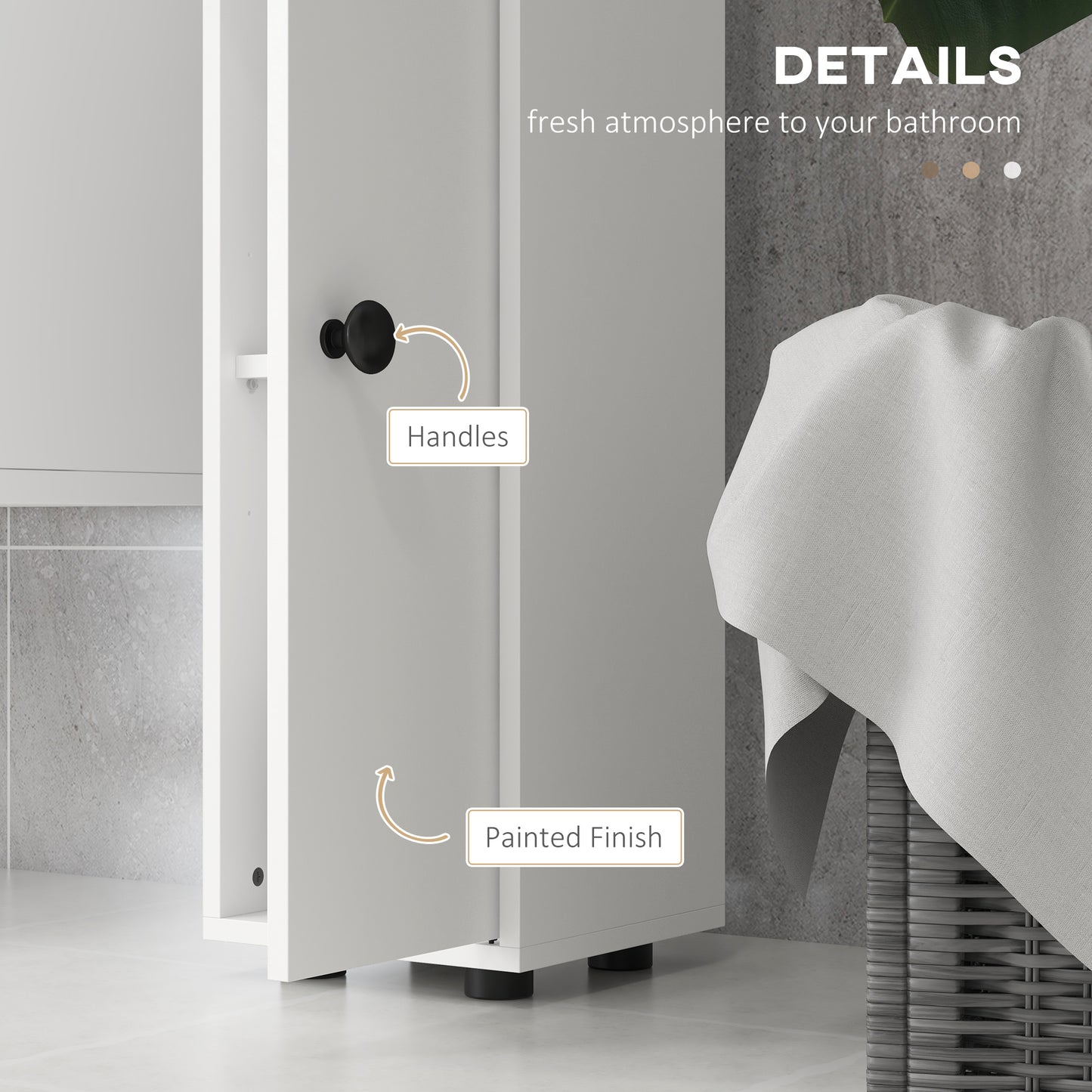 71" Tall Bathroom Storage Cabinet, Narrow Bathroom Cabinet with Open Shelves, 2 Door Cabinets, Adjustable Shelves, for K