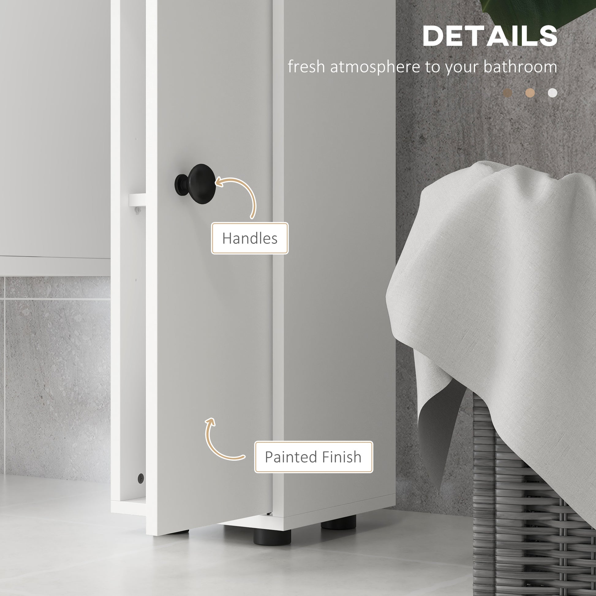 71" Tall Bathroom Storage Cabinet, Narrow Bathroom Cabinet with Open Shelves, 2 Door Cabinets, Adjustable Shelves, for K