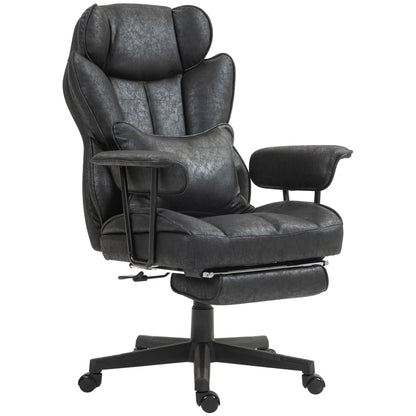 Big and Tall Office Chair with Foot Rest, 400LBS High Back Desk Chair with Padded Armrests, Lumbar Support, Black