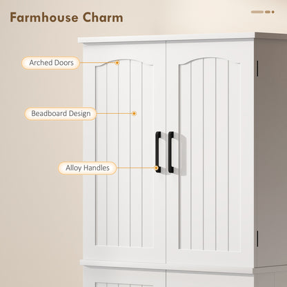 Tall Pantry Cabinet, 64" Storage Cabinet with Adjustable Shelves and 8 Door Spice Racks for Kitchen, Dining Room, White