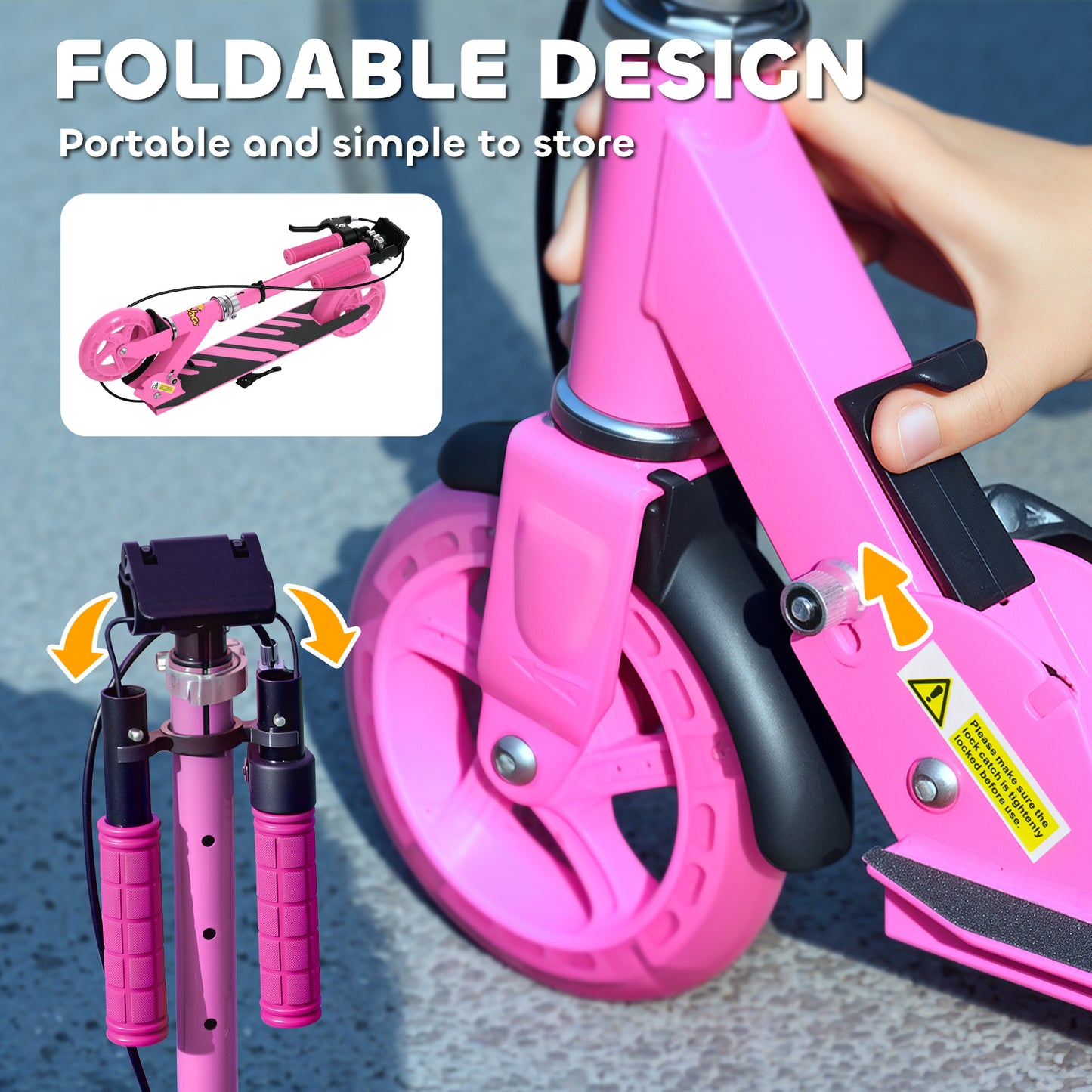 Qaba Scooter for Kids Ages 3-8 with Light Up Wheels, Adjustable Handlebar, Rear Brake & Handbrake for Girls and Boys, Pi