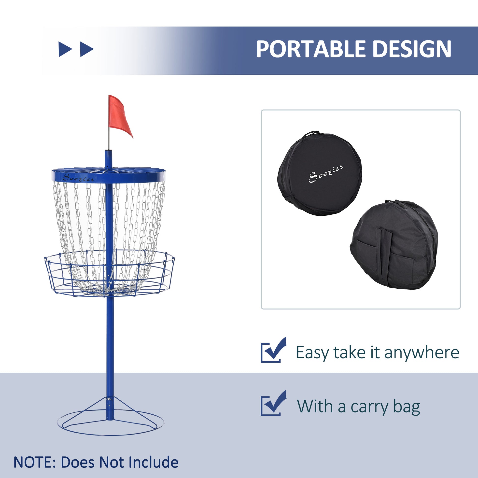 Soozier 24-Chain Portable Practice Basket for Disc Golf Target Stand Easy Assembly & Lightweight Basket w/ Carry Bag Dee