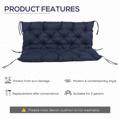 2 Seater Garden Bench Cushion, Soft Thick Outdoor Non-Slip 2 Seater Soft Pad With Backrest for Garden Patio, 52" x 43" x