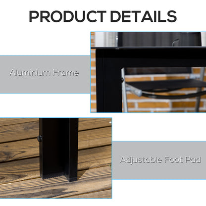 Aluminium Outdoor Dining Table for 6, 59" x 35" Rectangle Patio Table with Tempered Glass Tabletop, for Garden, Backyard