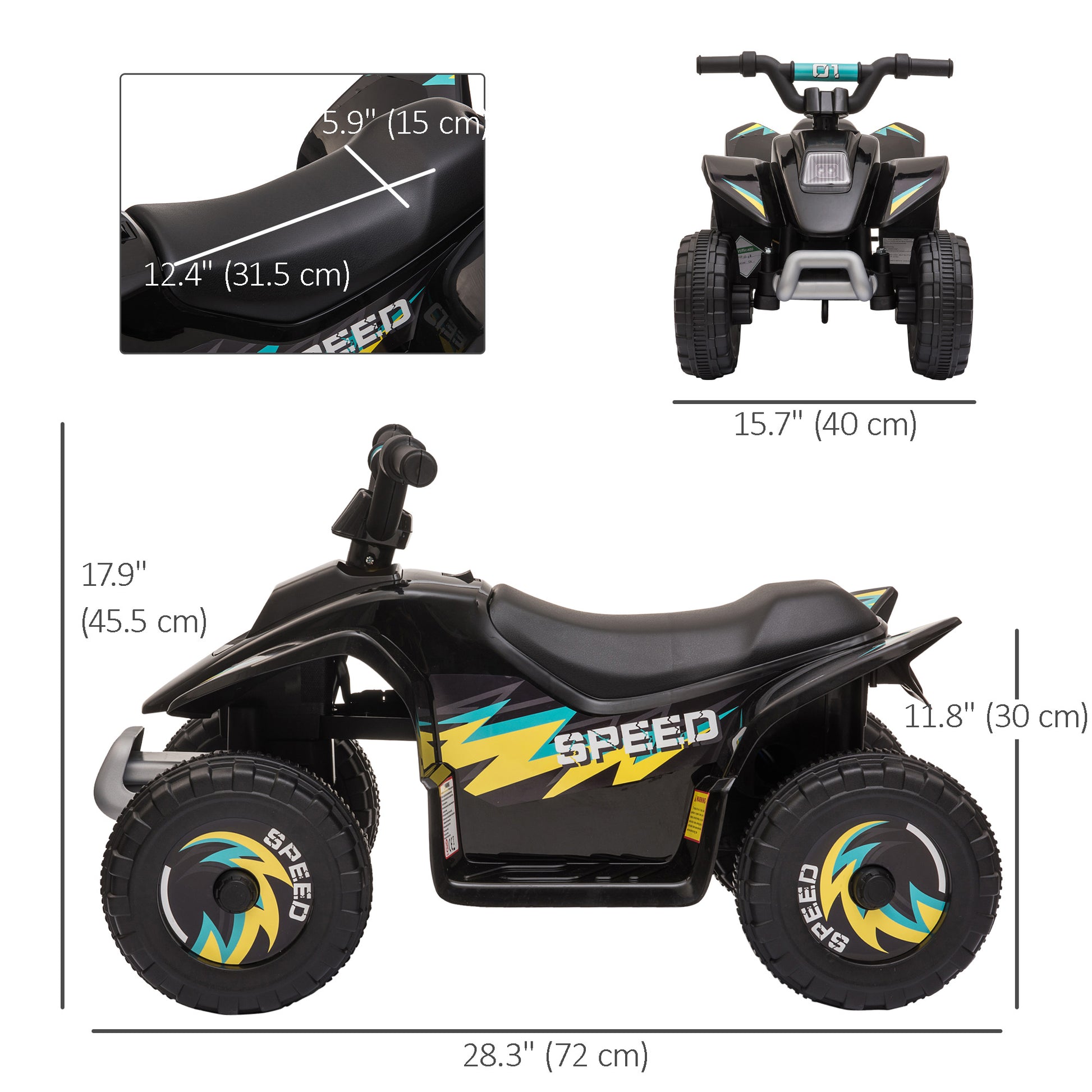 VarietyKart Kids Ride on ATV, 6V Battery Powered Quad Car with Forward, Reverse Switch, for Boys Girls 18-36 Months, Bla