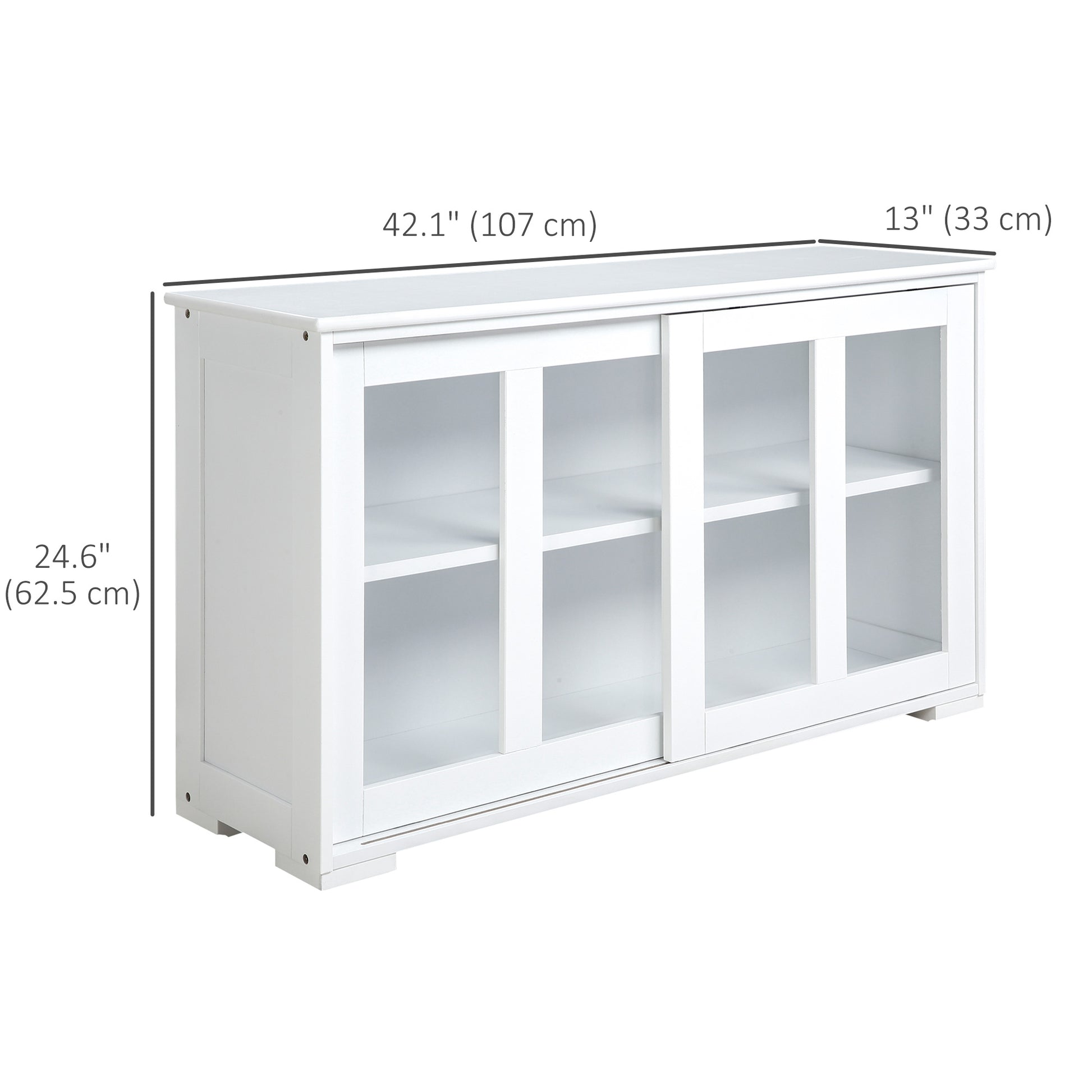 Modern Kitchen Sideboard, Stackable Storage Cabinet, Sliding Glass Door Console, Cupboard Serving Buffet for Kitchen & D