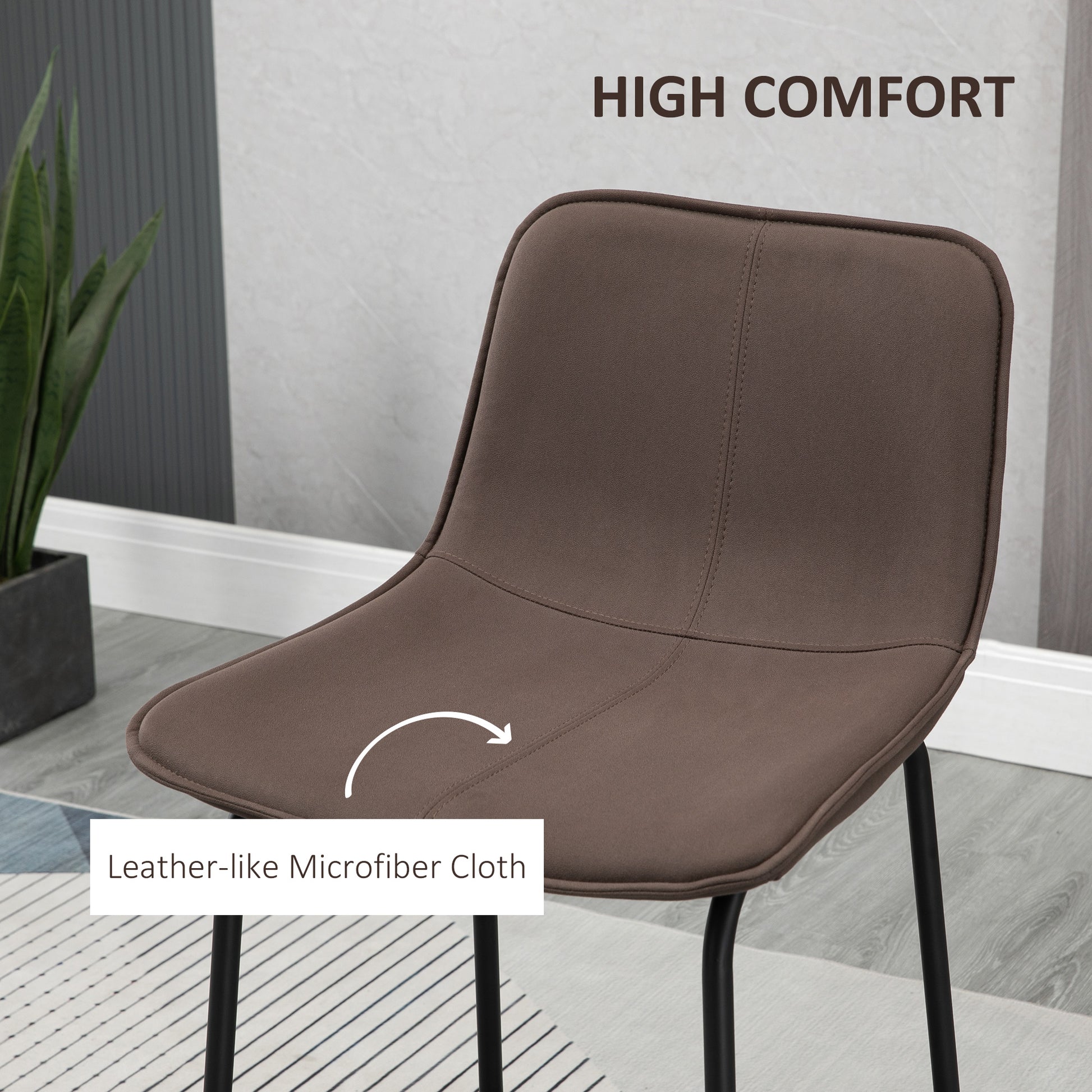 Bar Stools Set of 2, Upholstered Counter Height Bar Chairs, 26" (66 cm) Kitchen Stools with Steel Legs for Dining Area, 