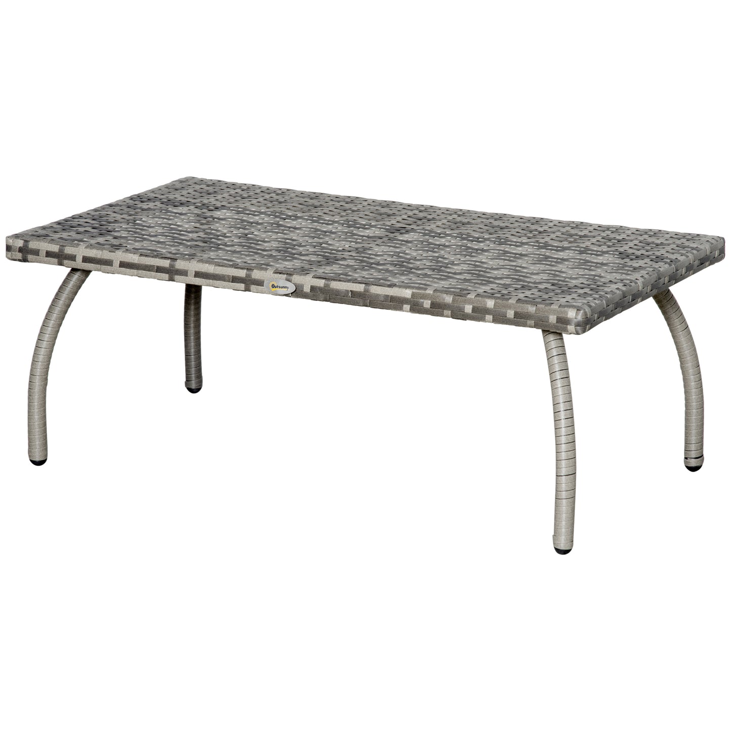 Rattan Coffee Table Outdoor Side Table, 35.4" x 19.7" Small Wicker Patio Furniture with All-Weather PE for Garden, Balco