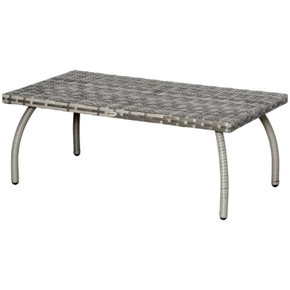Rattan Coffee Table Outdoor Side Table, 35.4" x 19.7" Small Wicker Patio Furniture with All-Weather PE for Garden, Balco