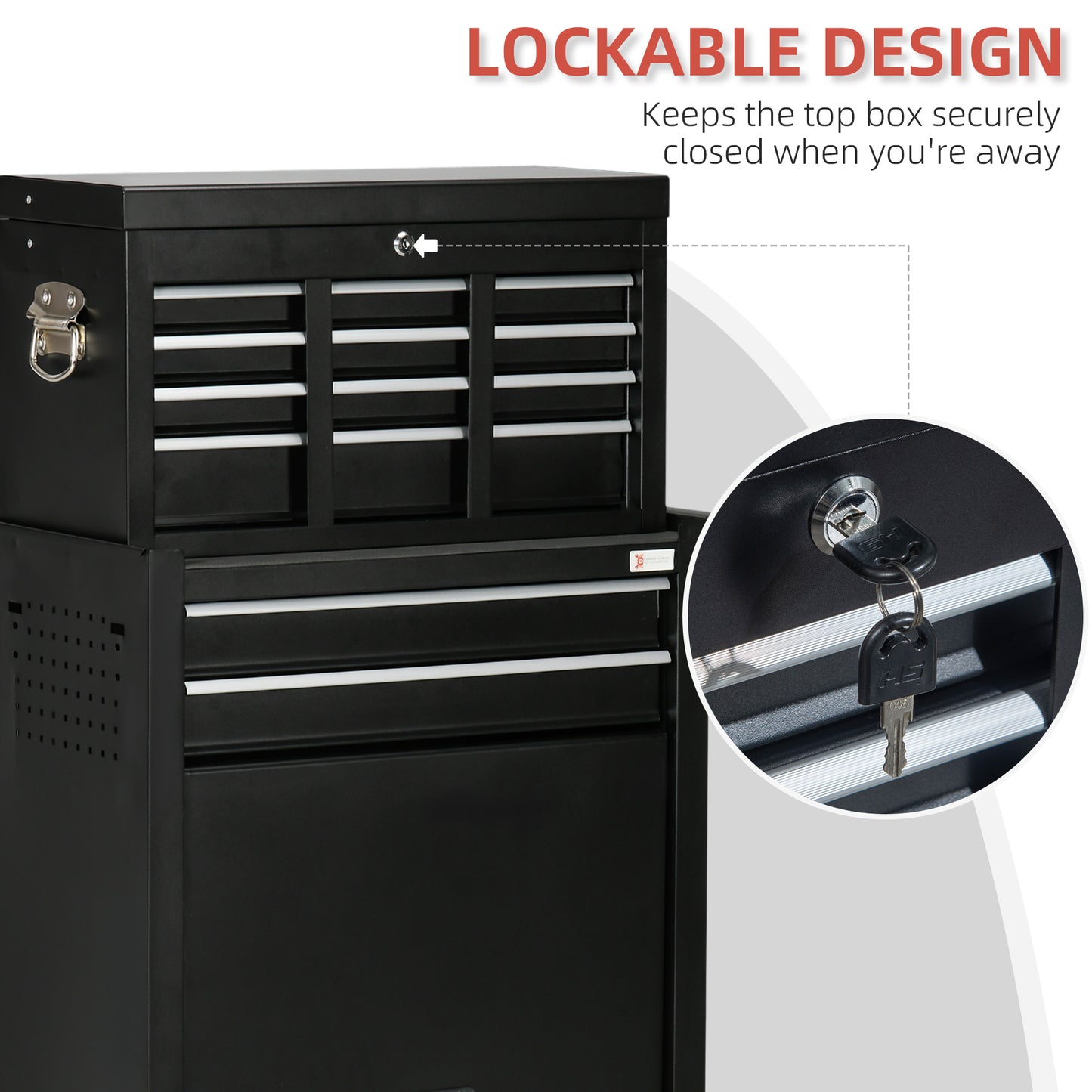 6-Drawer Tool Chest Set with 4 Wheels, Lockable Rolling Tool Box and Storage Cabinet for Garage Factory Workshop, Black