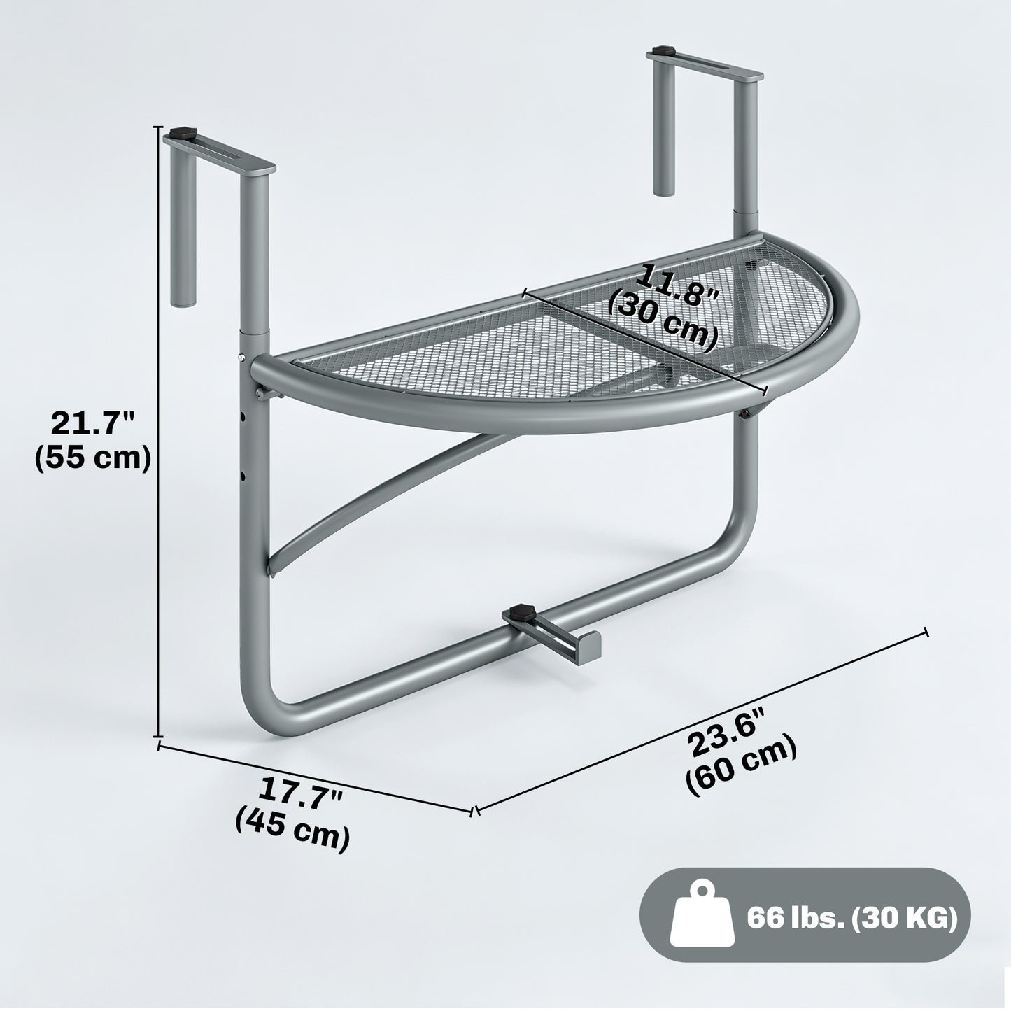 Adjustable Balcony Hanging Railing Table, Metal Mounting Mini Wall Desk Storage Rack, Outdoor Flower Stand Serving Table