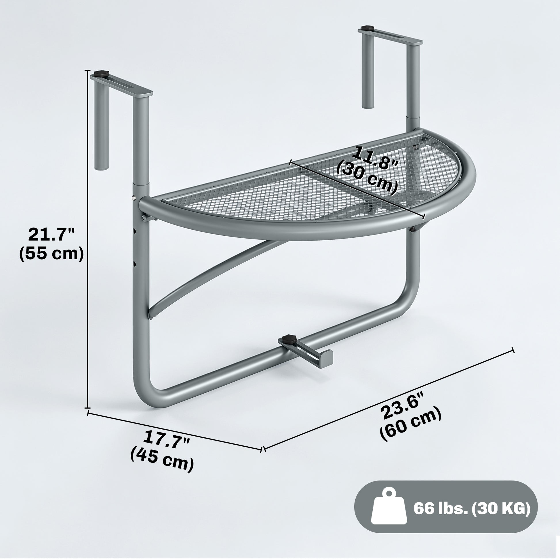 Adjustable Balcony Hanging Railing Table, Metal Mounting Mini Wall Desk Storage Rack, Outdoor Flower Stand Serving Table