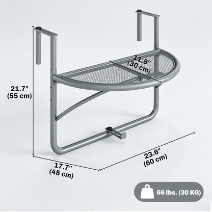 Adjustable Balcony Hanging Railing Table, Metal Mounting Mini Wall Desk Storage Rack, Outdoor Flower Stand Serving Table