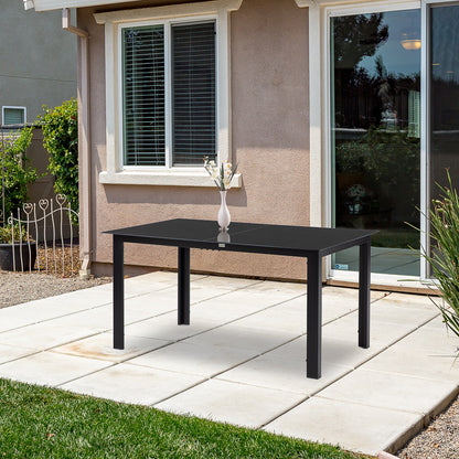 Aluminium Outdoor Dining Table for 6, 59" x 35" Rectangle Patio Table with Tempered Glass Tabletop, for Garden, Backyard